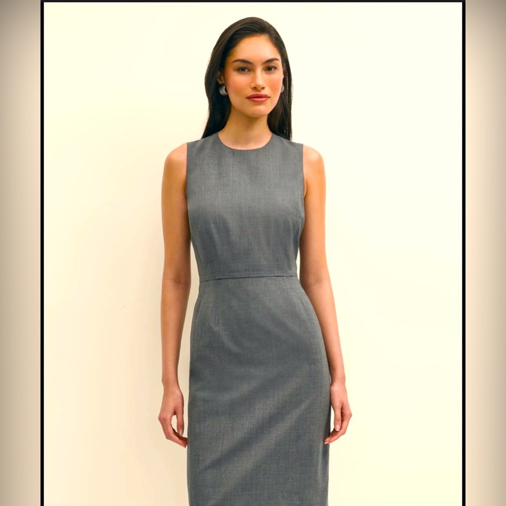 Brooks brothers grey stretch wool sheath dress